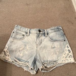 Light wash high waisted shorts